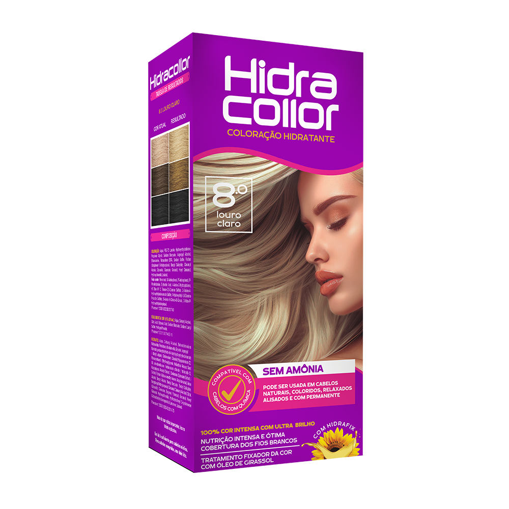 Coloração Hidratante HidraCollor 100ml - 8.0 Louro Claro