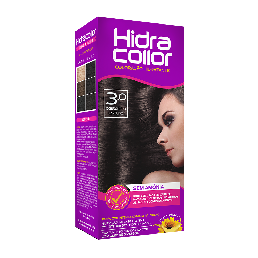 Coloração Hidratante HidraCollor 100ml - 3.0 Castanho Escuro