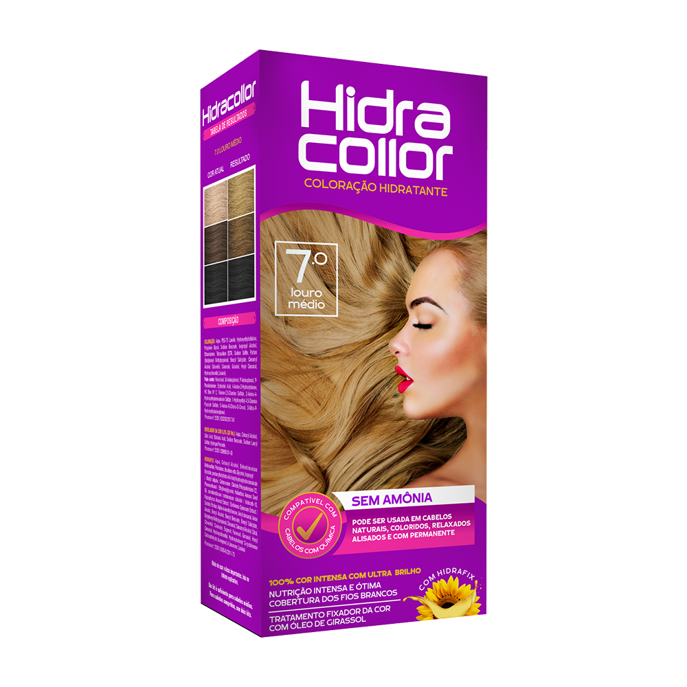 Coloração Hidratante HidraCollor 100ml - 7.0 Louro Médio