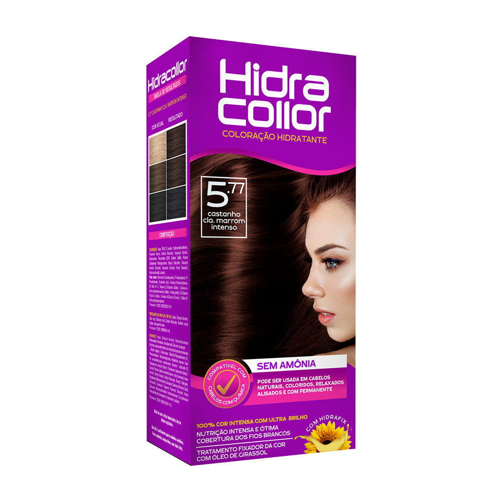Coloração Hidratante HidraCollor 100ml - 5.77 Castanho Claro Marrom Intenso