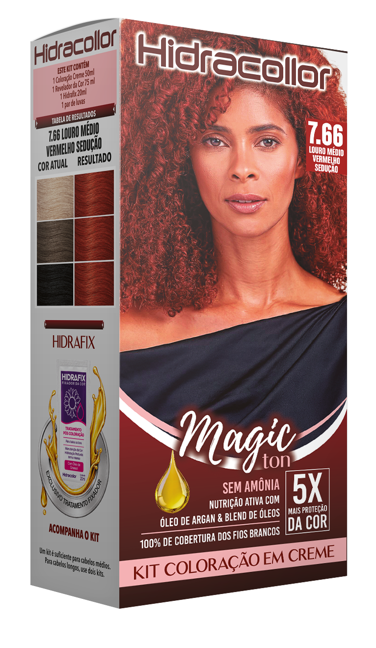 Hidracollor Magic Ton 7.66 Louro Médio Vermelho Sedução