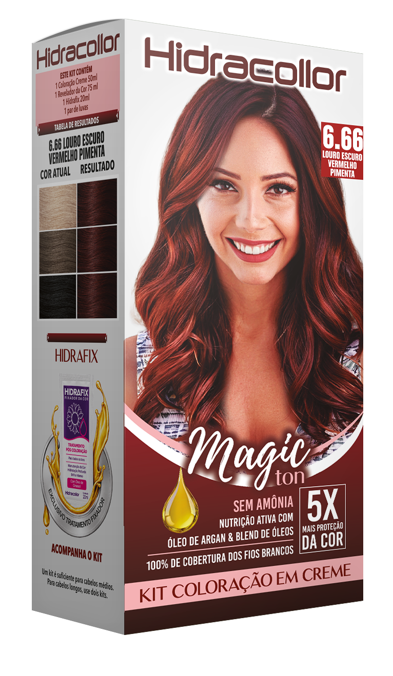 Hidracollor Magic Ton 6.66 Louro Escuro Vermelho Pimenta