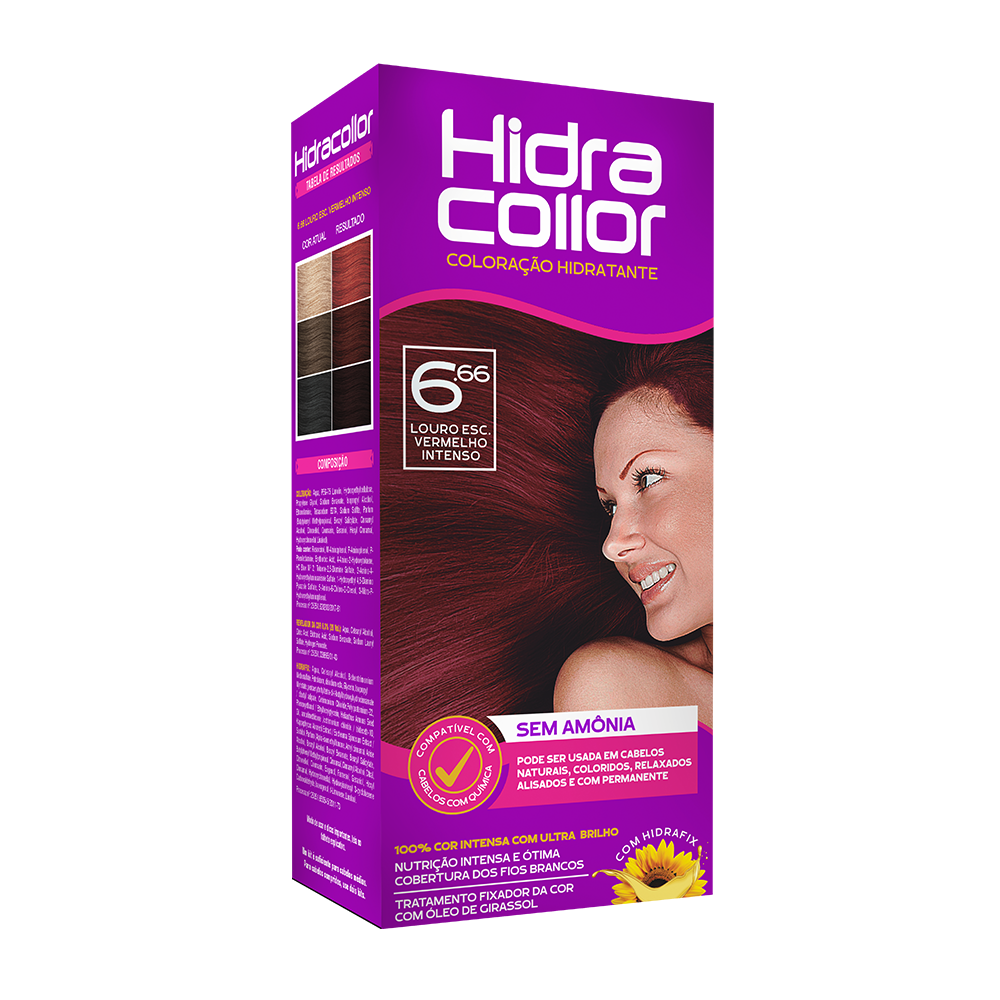Coloração Hidratante HidraCollor 100ml - 6.66 Louro Escuro Vermelho Intenso