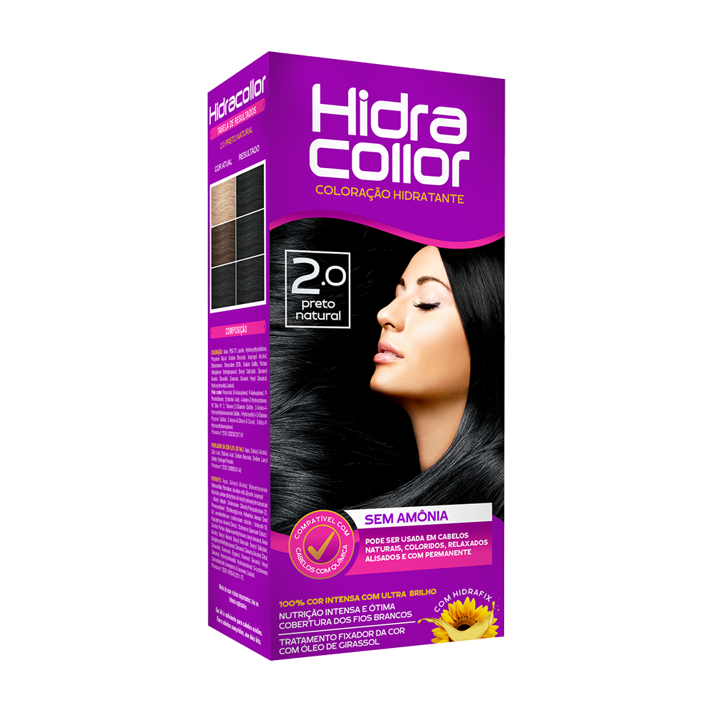 Coloração Hidratante HidraCollor 100ml - 2.0 Preto Natural
