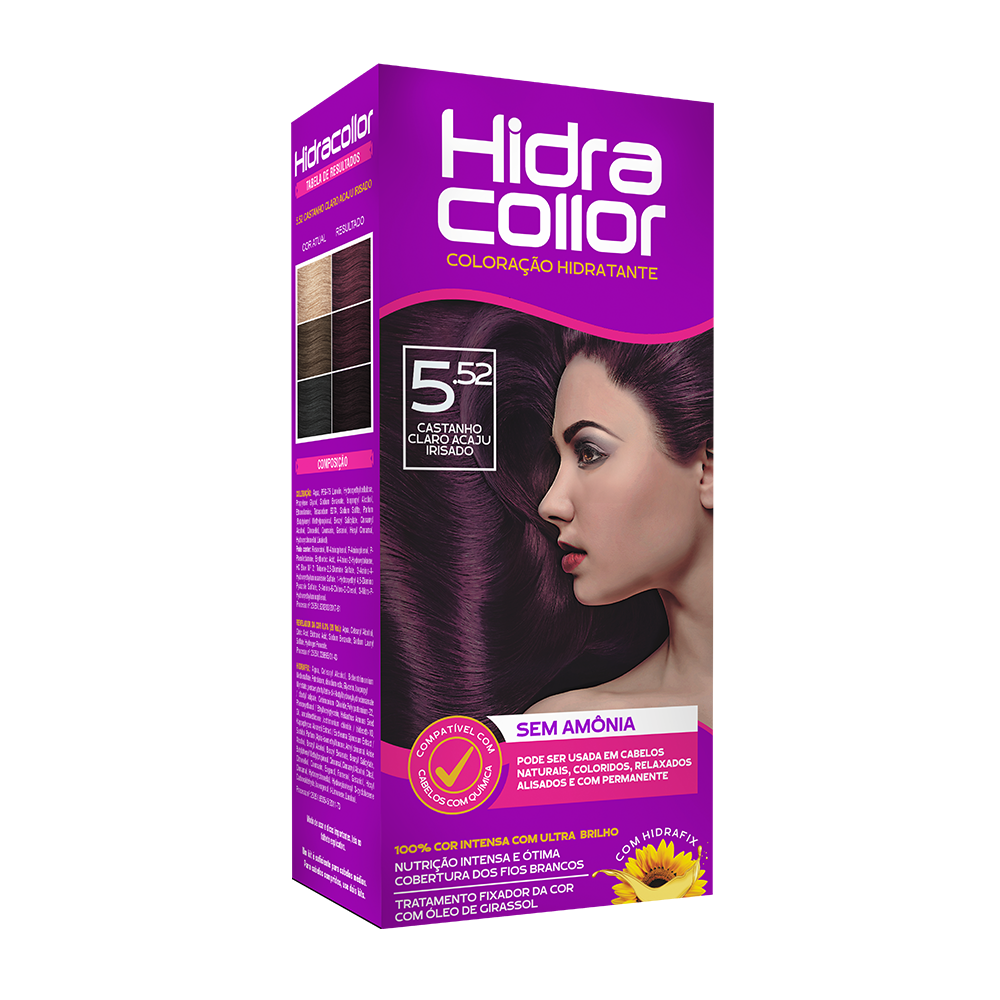Coloração Hidratante HidraCollor 100ml - 5.52 Castanho Claro Acaju Irisado