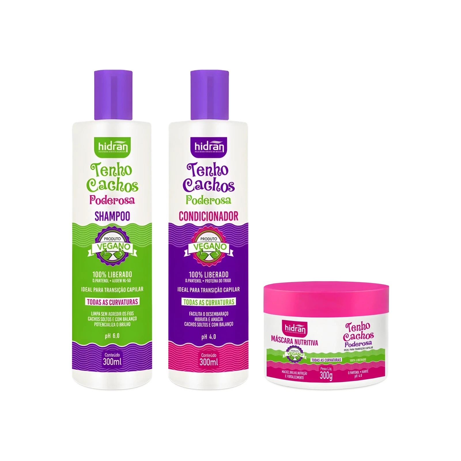 Kit Cachos Definidos Tenho Cachos Poderosa Shampoo + Condicionador + Máscara Nutritiva