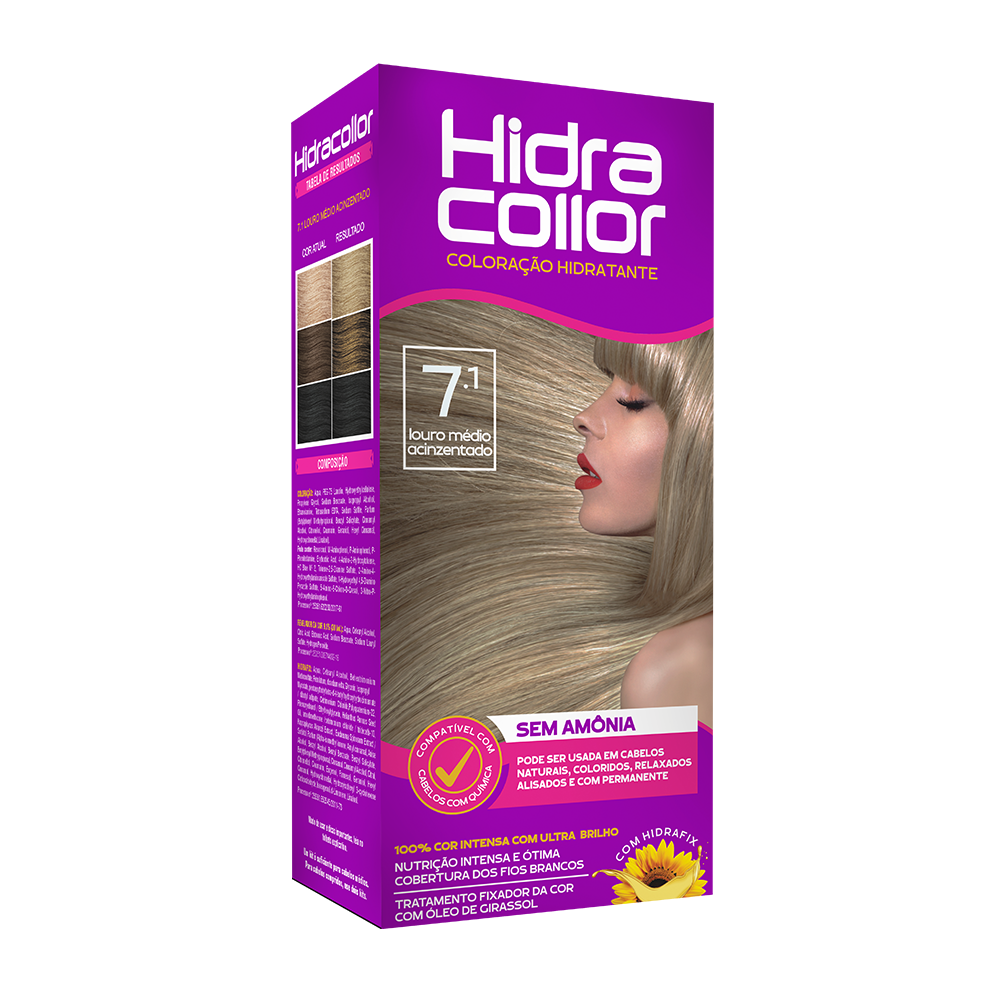 Coloração Hidratante HidraCollor 100ml - 7.1 Louro Médio Acinzentado