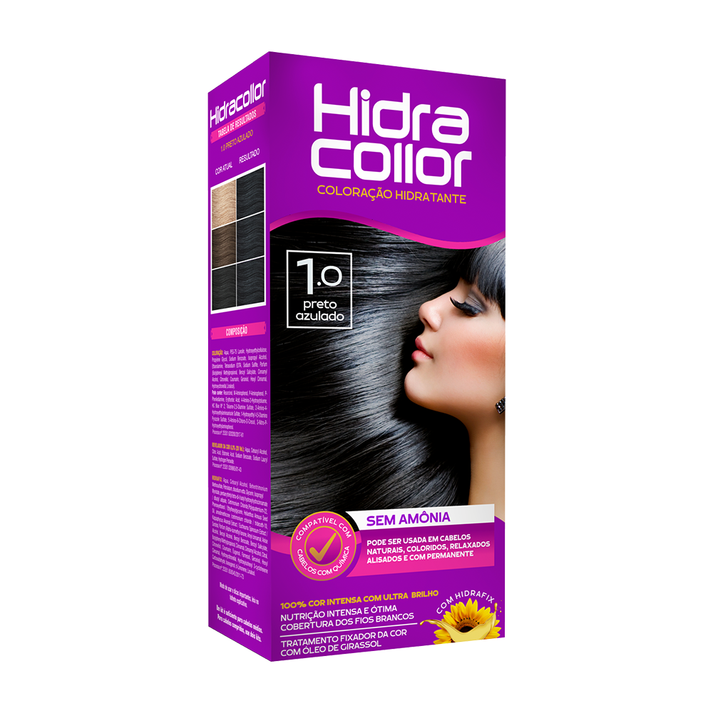 Coloração Hidratante HidraCollor 100ml - 1.0 Preto Azulado