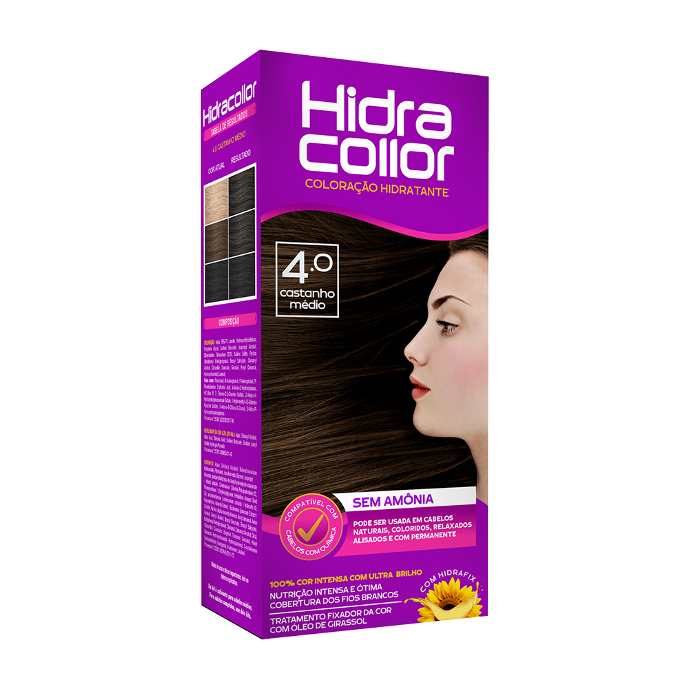 Coloração Hidratante HidraCollor 100ml - 4.0 Castanho Médio