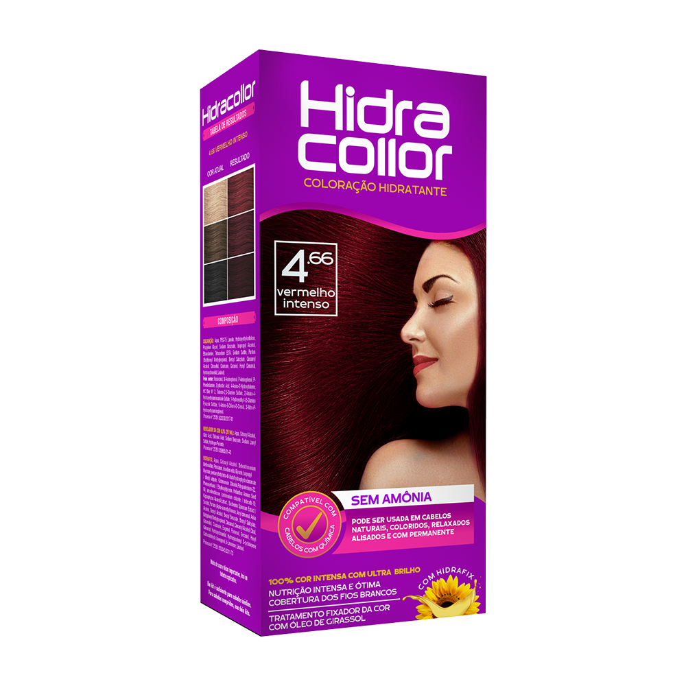 Coloração Hidratante HidraCollor 100ml - 4.66 Vermelho Intenso